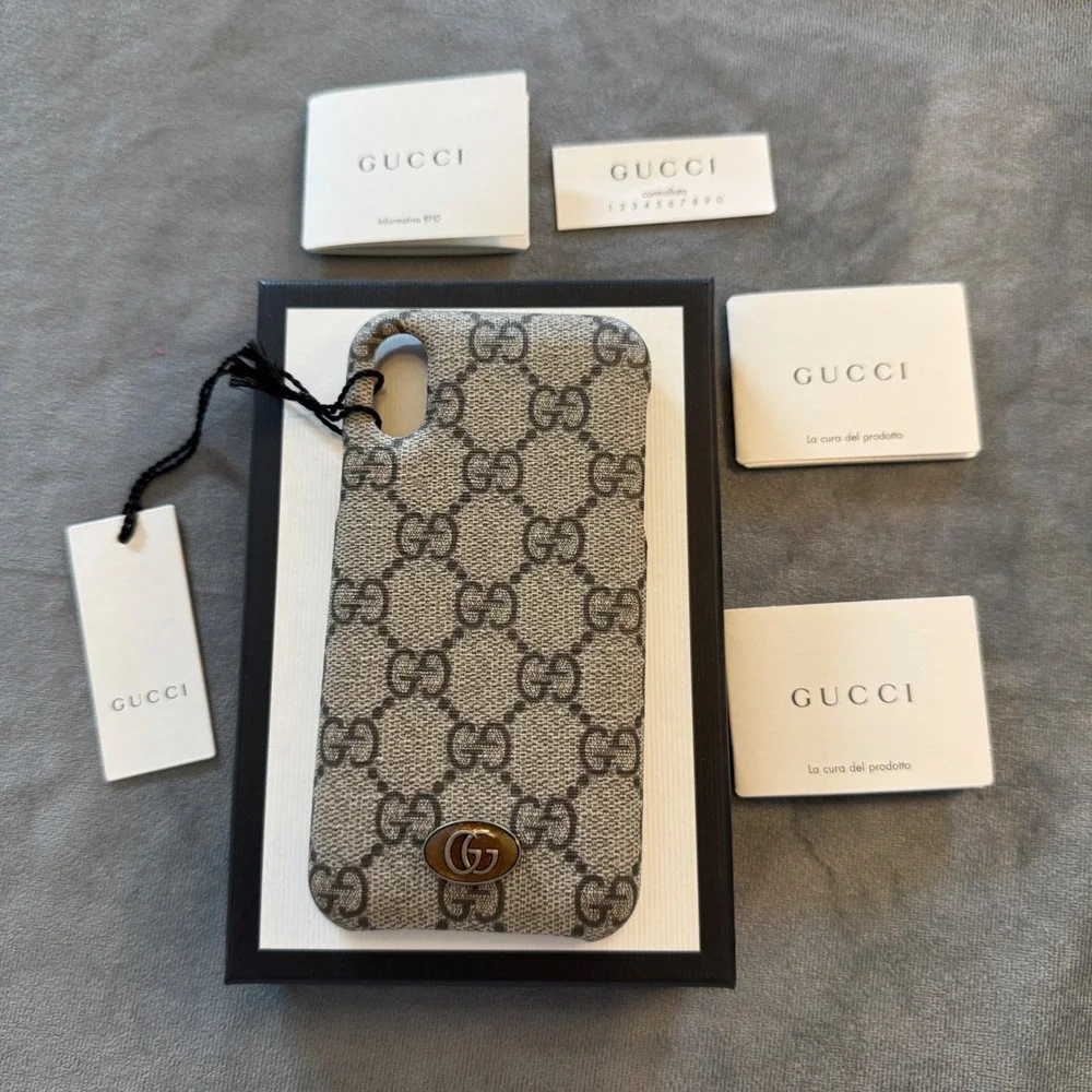Gucci iPhone X XS Case Brown GG Supreme Canvas Ophidia Logo Luxury Accessory